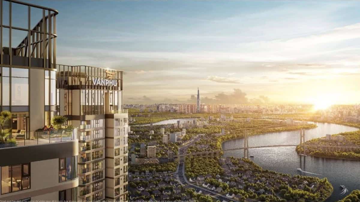 Tầm nhìn panorama triệu đô từ ban công căn hộ Vlasta Premier hướng trực diện sông Sài Gòn.