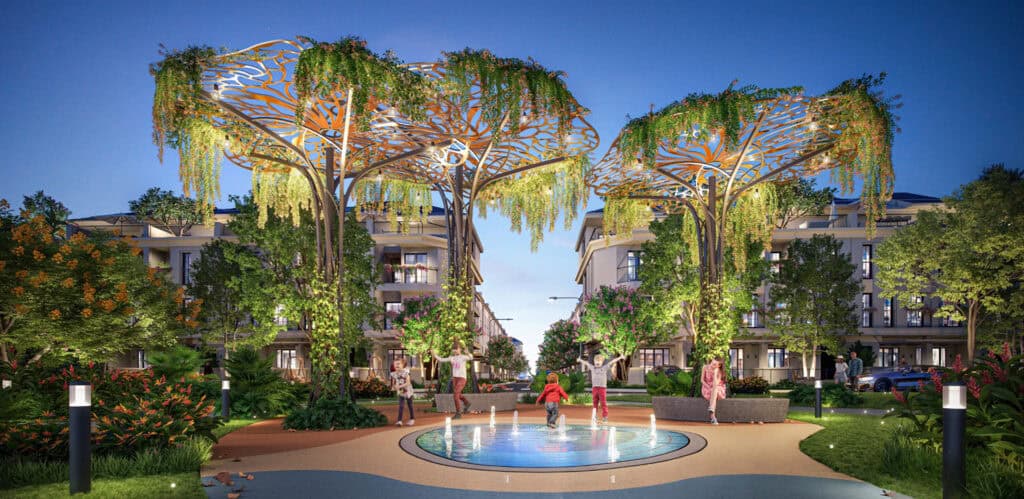 Không gian cảnh quan xanh mát và vườn dạo bộ tại Vlasta Premier