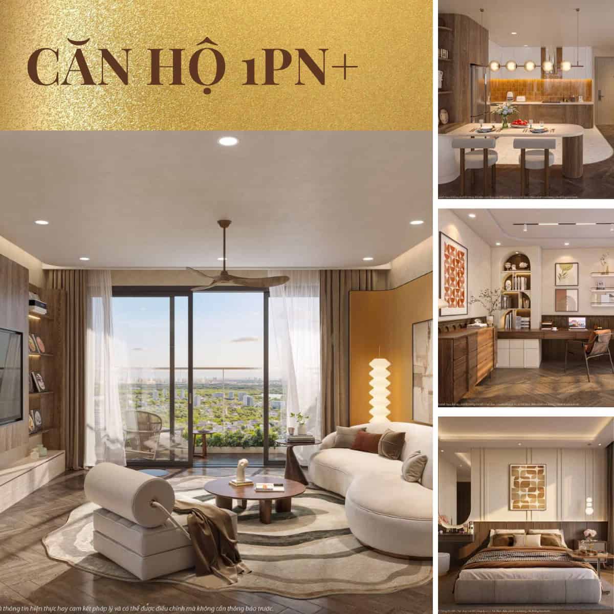 Phối cảnh thiết kế căn hộ 1 phòng ngủ tại Vlasta Premier Phú Thuận hiện đại