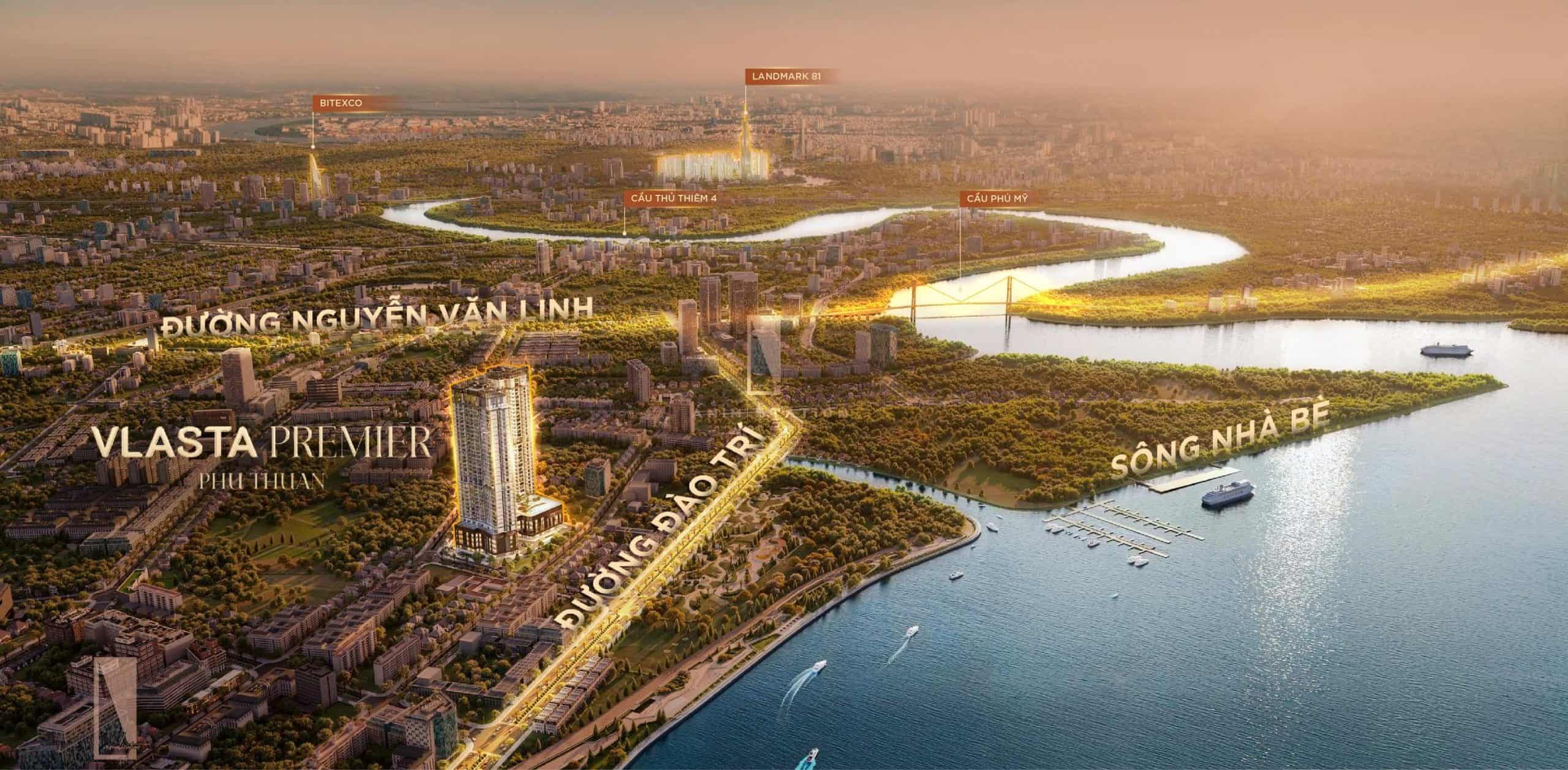 Phối cảnh vị trí Vlasta Premier trên trục đường Đào Trí