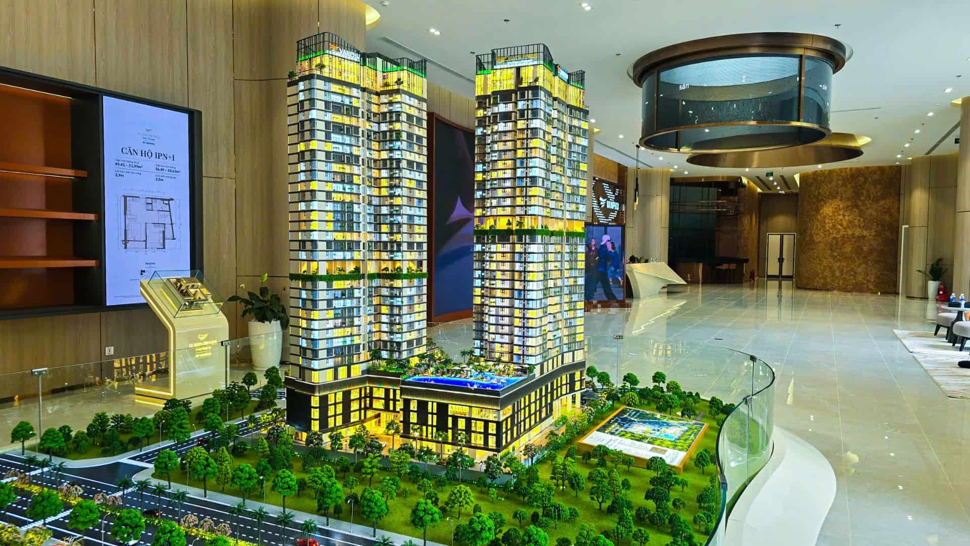 Chi tiết khối tháp tháp A và tháp B trên sa bàn