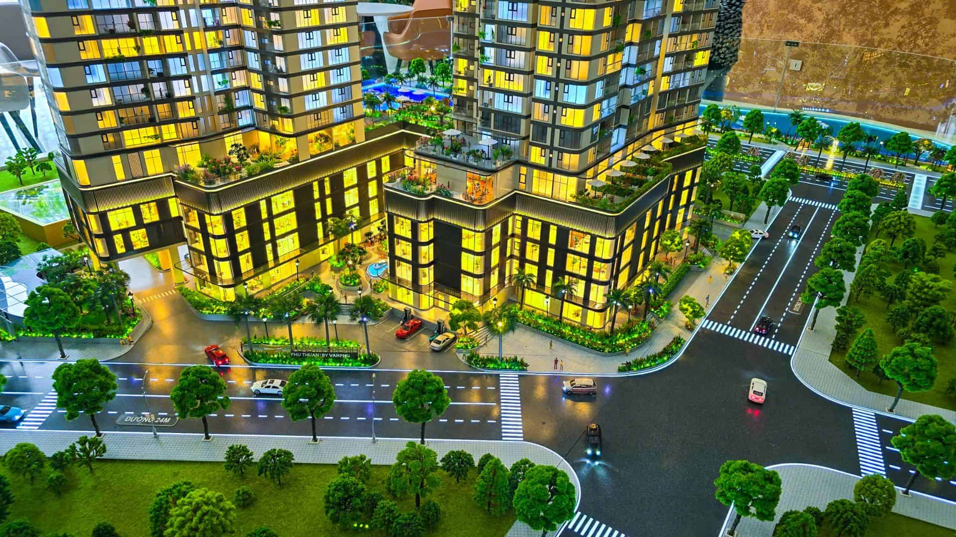Chi tiết khối đế thương mại và tiện ích tầng trệt