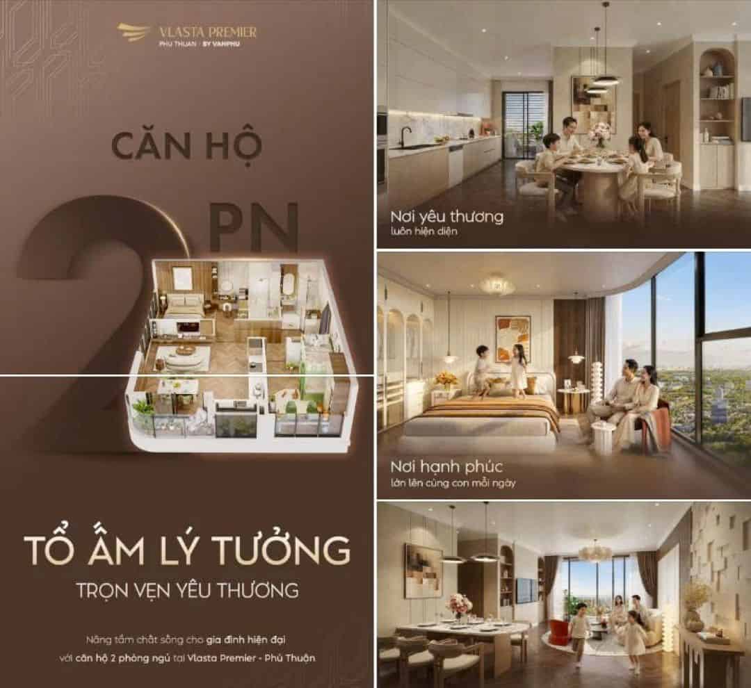 Mặt bằng thiết kế căn hộ 2 phòng ngủ tổ ấm lý tưởng Vlasta Premier