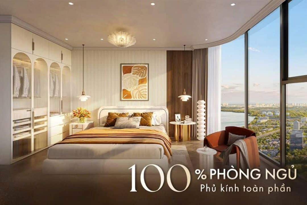 Thiết kế phòng ngủ kính chạm trần full-height tối ưu tầm nhìn panomara
