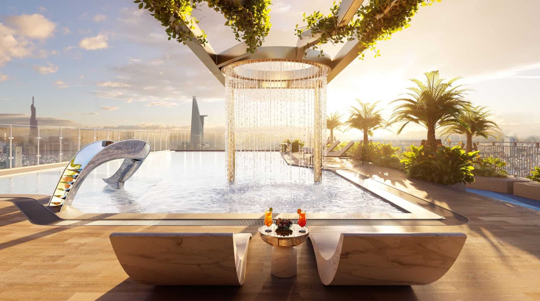 Tiện ích hồ bơi tràn bờ vô cực chuẩn resort 5 sao tại Legacy 66