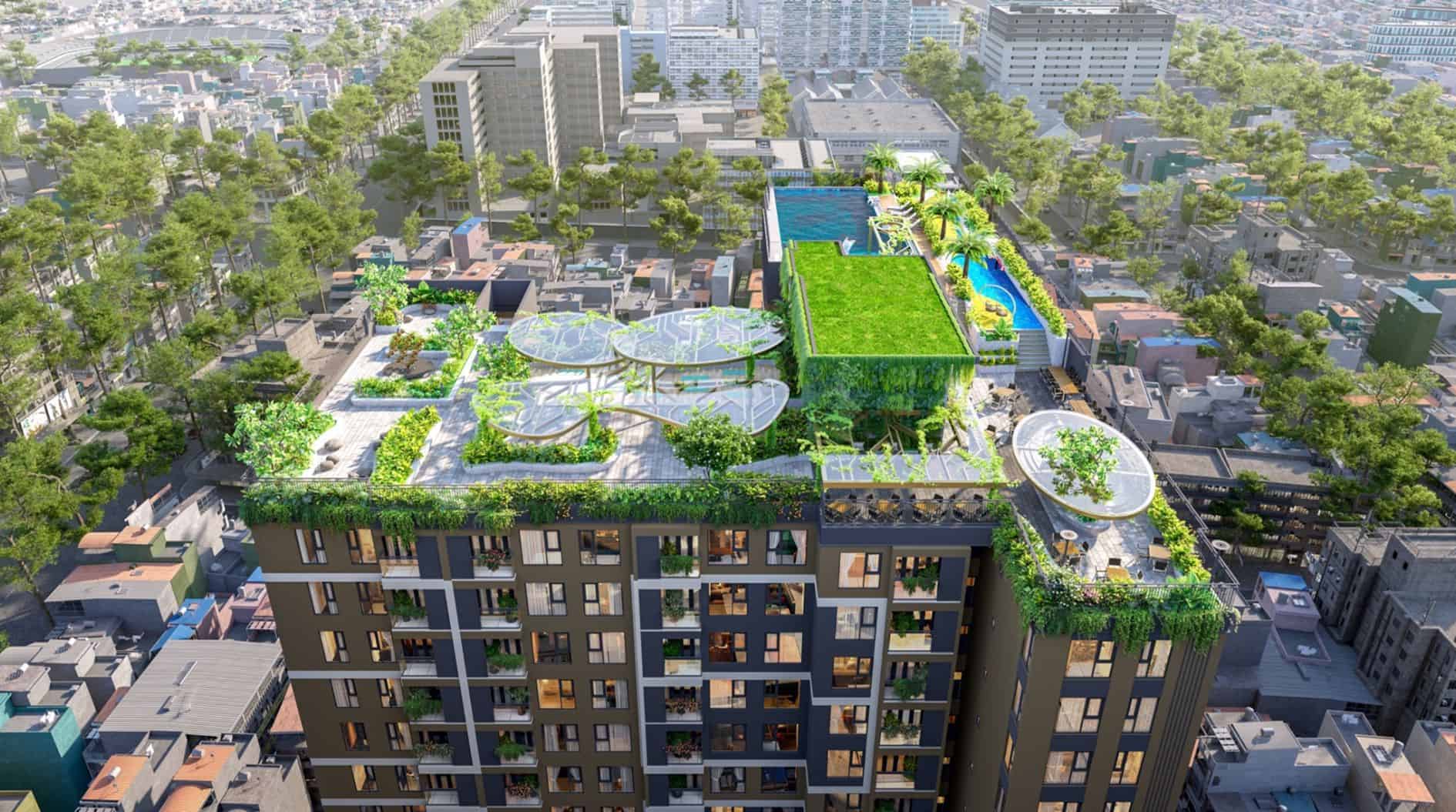 Phối cảnh sân thượng dự án Legacy 66 với tầm nhìn toàn cảnh đô thị